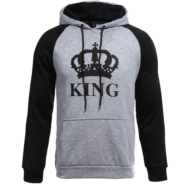 KING Queen Crown Print Unisex Autumn Hoodies Sweatshirt